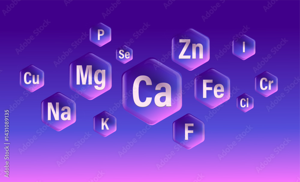 Naklejka premium Set of microelements (minerals) useful for human health