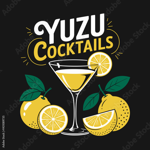 Yuzu Cocktail Night Drink Design