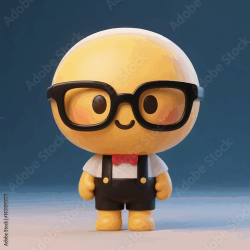 illustration of Adorable Bookworm Emoji with Glasses