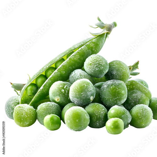 Green frozen raw peas vegetable isolated on white --v 7.0