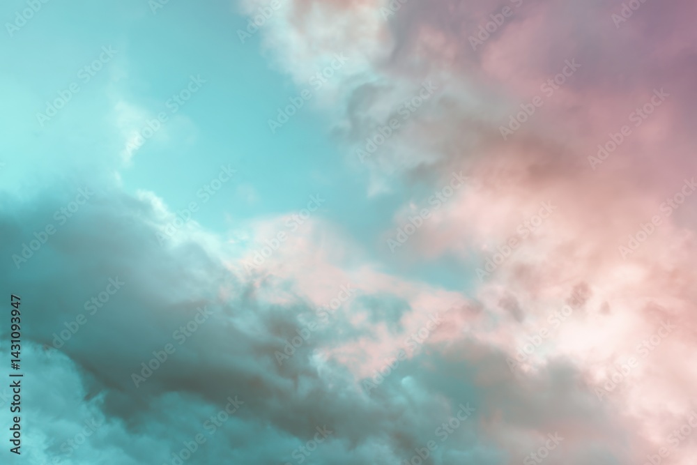 Fototapeta premium Soft pastel hues gently diffuse across a serene sky, creating an abstract and tranquil natural background.