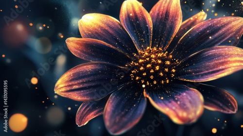 Obraz na płótnie Blooming Flower Symbolizes Fusion of Cosmos and Nature With Vibrant Colors in an Ethereal Setting Generative AI w salonie