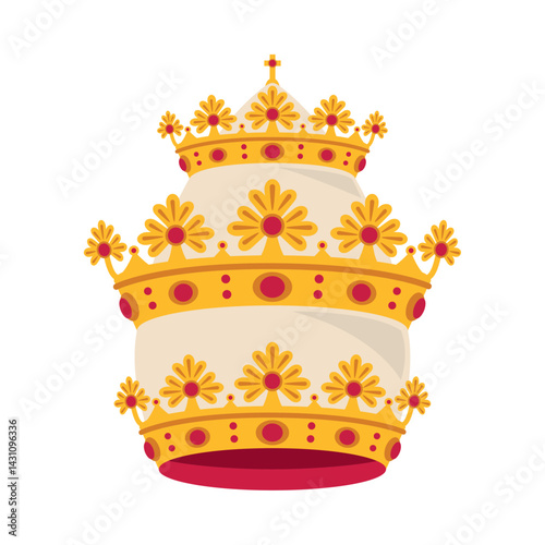 Obraz na płótnie Papal Tiara Ornate Style Golden Details Religious Triple Crown Historical Vestment w salonie