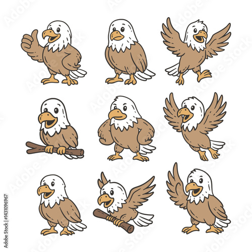 Cute Eagle Doodle Style Illustration