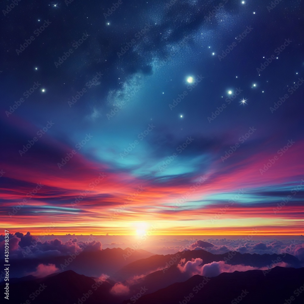 Fototapeta premium Dawn Sky stars fading away