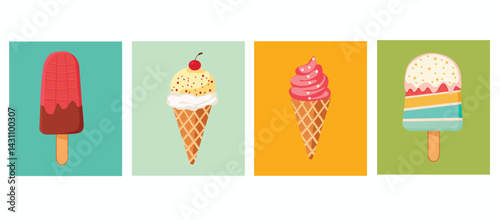 Desserts, ice cream set.