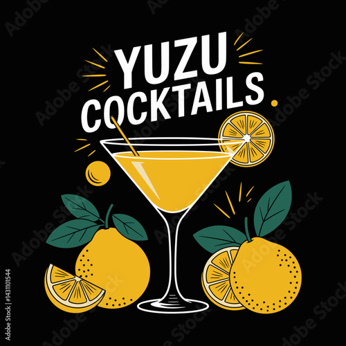 Yuzu Cocktail Night Drink Design