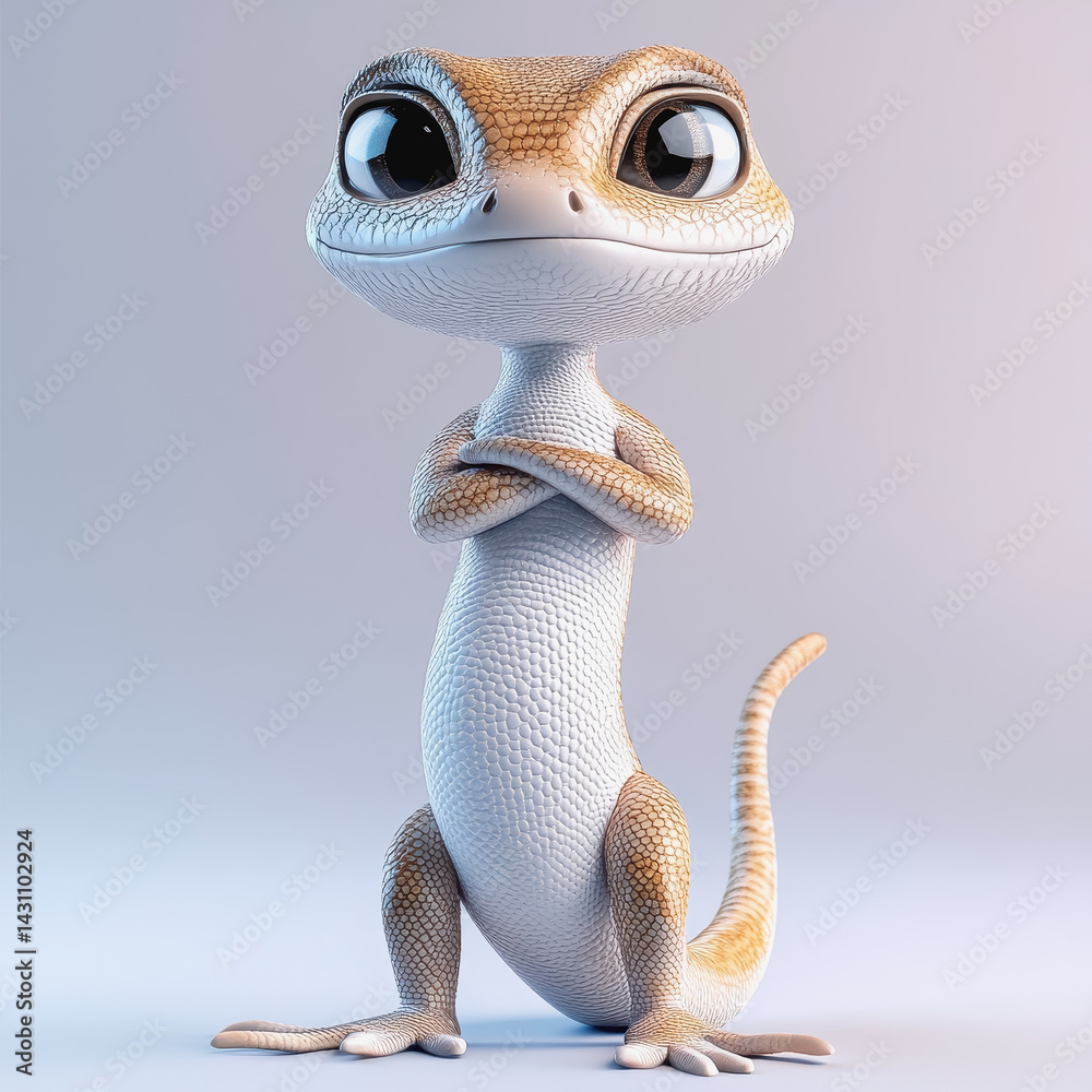 Fototapeta premium Charming spotted gecko with large eyes captured in a vivid 3d illustration showcasing its unique features