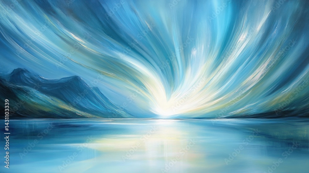 Majestic aurora borealis over a serene lake and mountains. Majestic aurora borealis over a serene lake and mountains.