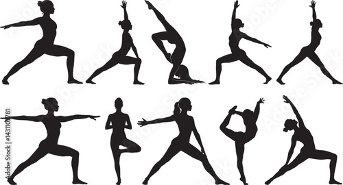 Yoga Poses Silhouettes Collection