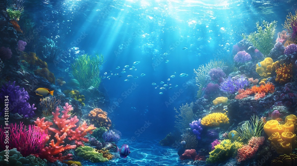 Vibrant Coral Reef: Sunlit Underwater Paradise