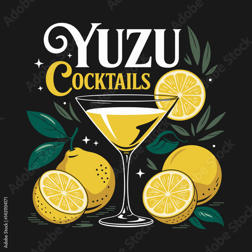 Yuzu Cocktail Night Drink Design