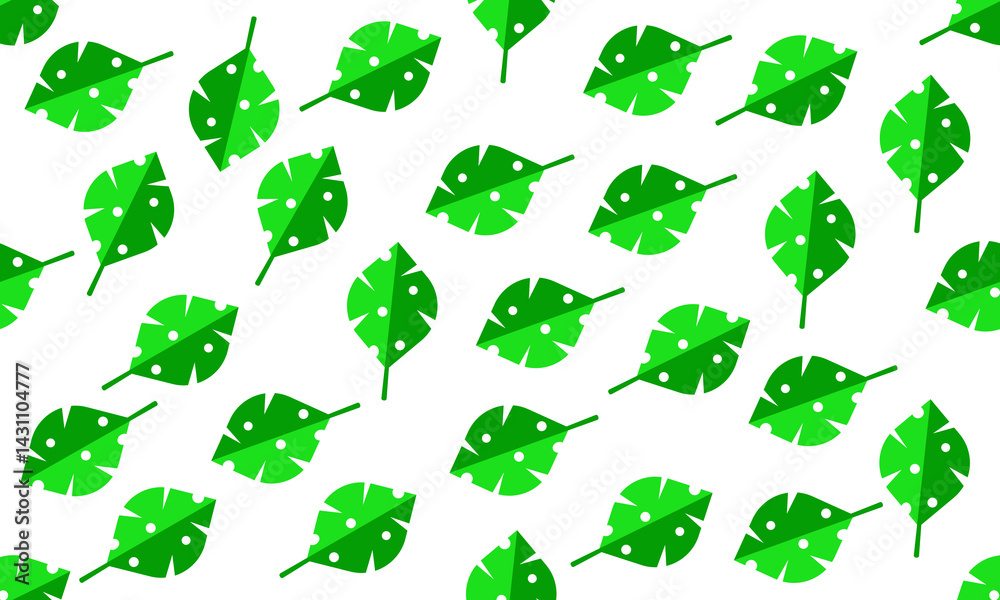 Fototapeta premium A set of beautiful bright green leaves on a white background. An element for printing, postcards, posters. Vector illustration