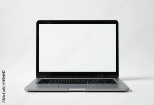 Realistic laptop mockup with blank screen isolated on white background, perspective laptop mock up.