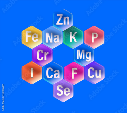 Set of microelements (minerals) useful for human health