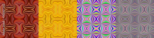 Abstract seamless curved stripe pattern set