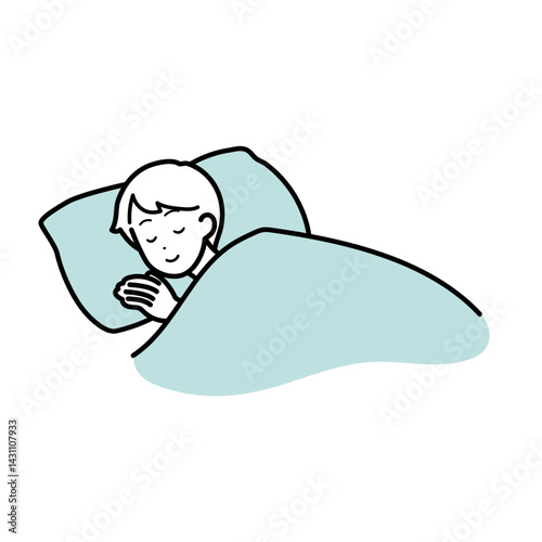 睡眠　快眠　ライフスタイル　男性イラスト
