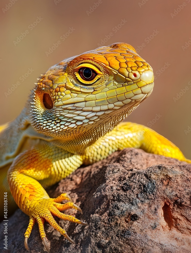 Fototapeta premium Close-Up Macro Photography of a Colorful Bearded Dragon Lizard in its Desert Habitat - Nature Reserve Wildlife and Herpetology