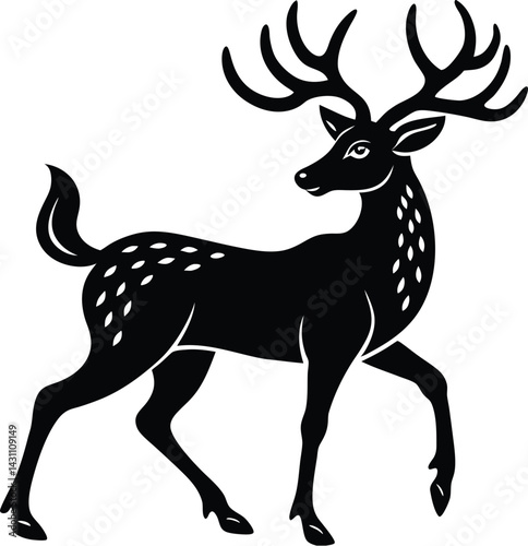 Silhouette of a prancing deer with small antlers minimalistic vector style perfect for woodland or forest themed branding