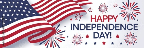 Patriotic Independence Day Tribute with American Flags Waving Against Glowing Sunset ‘INDEPENDENCE DAY – HAPPY 4TH OF JULY’ in White Serif Text Framed by Stars a Subtle Line for Bold Respectful Design