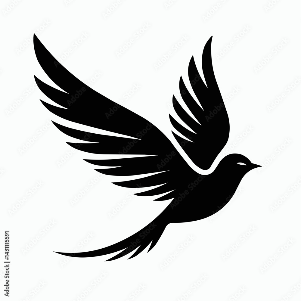 Obraz premium Flying beautiful bird silhouette vector