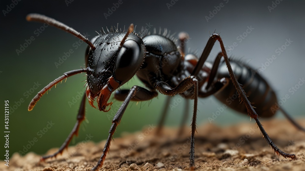 Black ant macro shot, forest floor background, nature photography, insect detail Black ant macro shot, forest floor background, nature photography, insect detail
