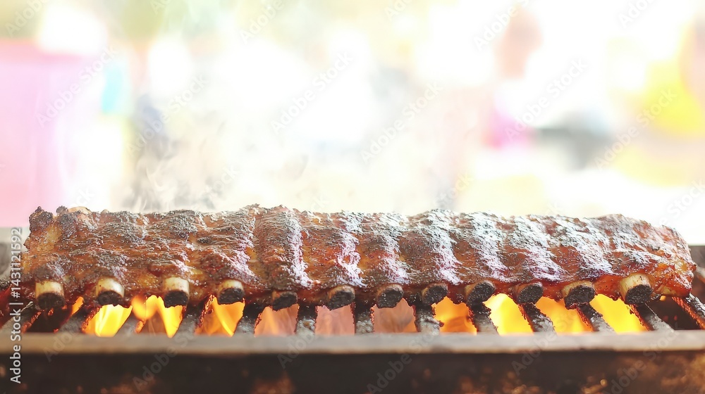Grilled BBQ Ribs on a Grill Grilled BBQ Ribs on a Grill