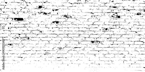 Black and white brick wall. monochrome brick wall with vintage grunge texture. Grunge black and white brick wall background. Abstract texture for background.