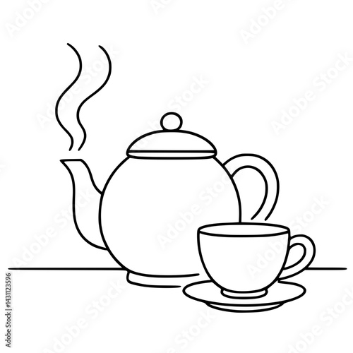 Tea Cup with Tea Bag Illustration – Cozy Beverage and Wellness Icon

