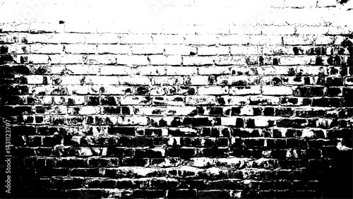 Black and white brick wall. monochrome brick wall with vintage grunge texture. Grunge black and white brick wall background. Abstract texture for background.