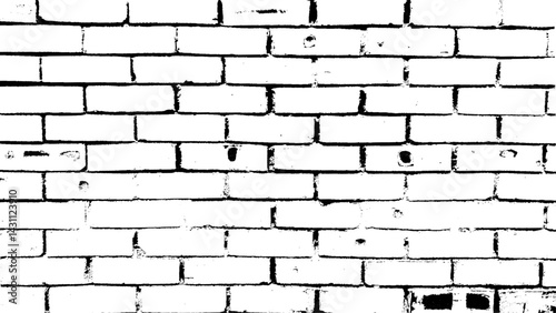 Brick wall. Grunge background. Vector illustration. Black and white.