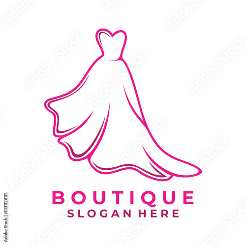 Dress Boutique line logo design vector template