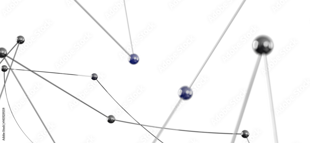 3D render of connected spheres, ideal for technology, network, and connection concepts. 3D render of connected spheres, ideal for technology, network, and connection concepts.