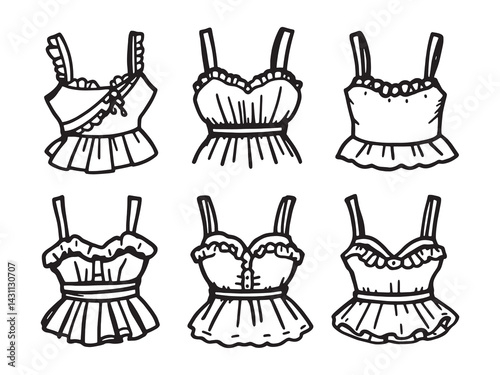 Bodice line art graceful illustration showcasing romantic couture linework