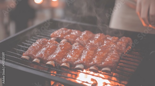 Grilled Ribs on Barbecue