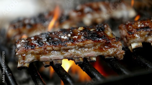 Grilled BBQ Ribs Close-up