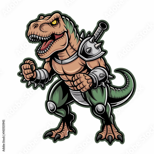mascot logo of a T-Rex Warrior