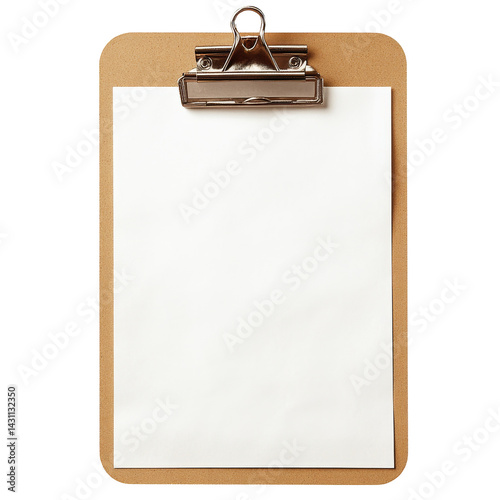 Obraz na płótnie Clipboard with blank sheet of paper ready for notes and tasks at an organized workspace w salonie