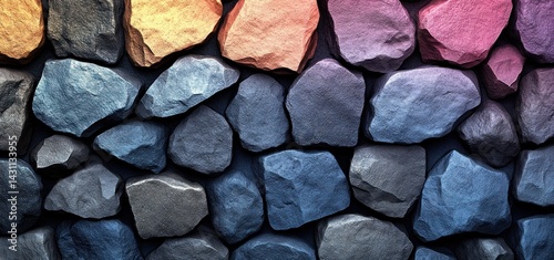 Vibrant Hues of a Stone Wall: A Colorful Tapestry of Nature's Art
