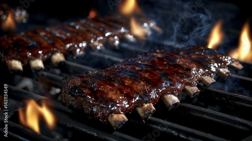 Barbecue Ribs on Grill