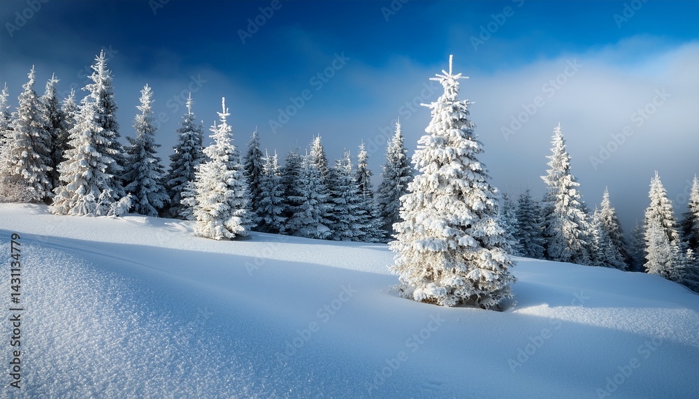 Fototapeta premium miniature frosty trees in winter landscape