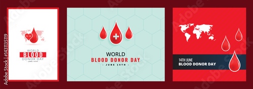 World blood donor day awareness social media post banner and poster design vector file