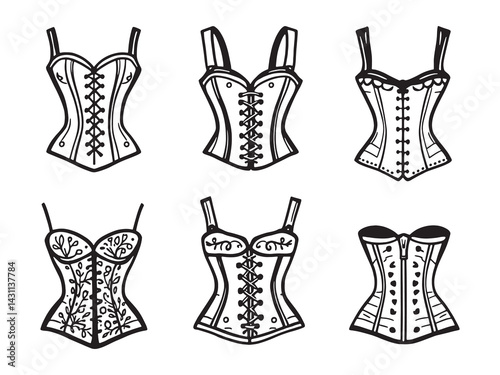 Corset line art elegant feminine design sketch for fashion lovers