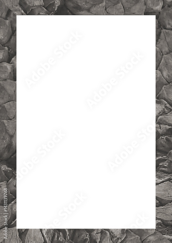 Blank frame with plam tree trunk borders