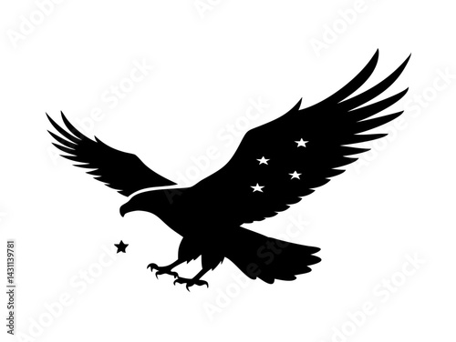 Soaring Eagle Stars Silhouette Vector