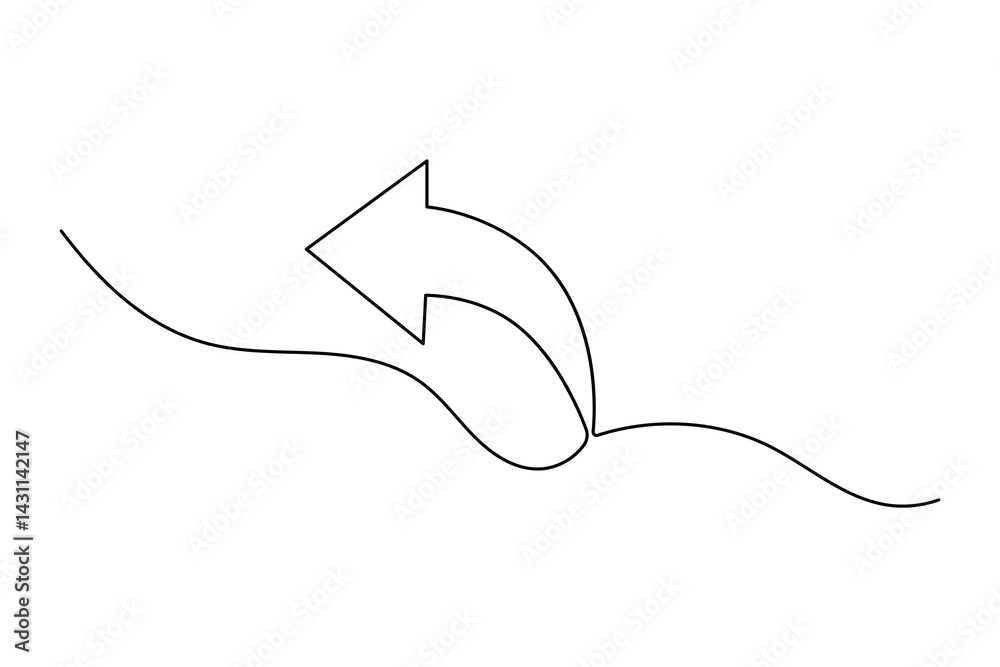 Obraz premium Continuous one line drawing of arrow icon outline isolated vector art design
