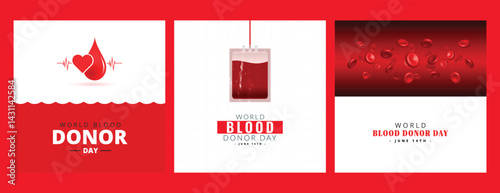 World blood donor day awareness social media post banner design vector file