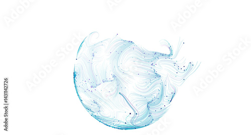 Fototapeta Naklejka Na Ścianę i Meble -  Stunning abstract image of a swirling blue data sphere. Perfect for tech, AI, and network concepts.