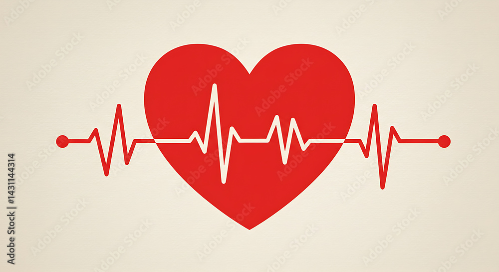 An illustration of a heart with a red heartbeat line This simple design symbolizes health and vitality, perfect for medical and wellness-themed projects An illustration of a heart with a red heartbeat line This simple design symbolizes health and vitality, perfect for medical and wellness-themed projects