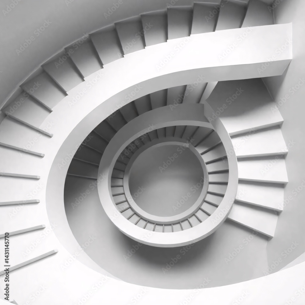 Fototapeta premium Abstract White Spiral Staircase